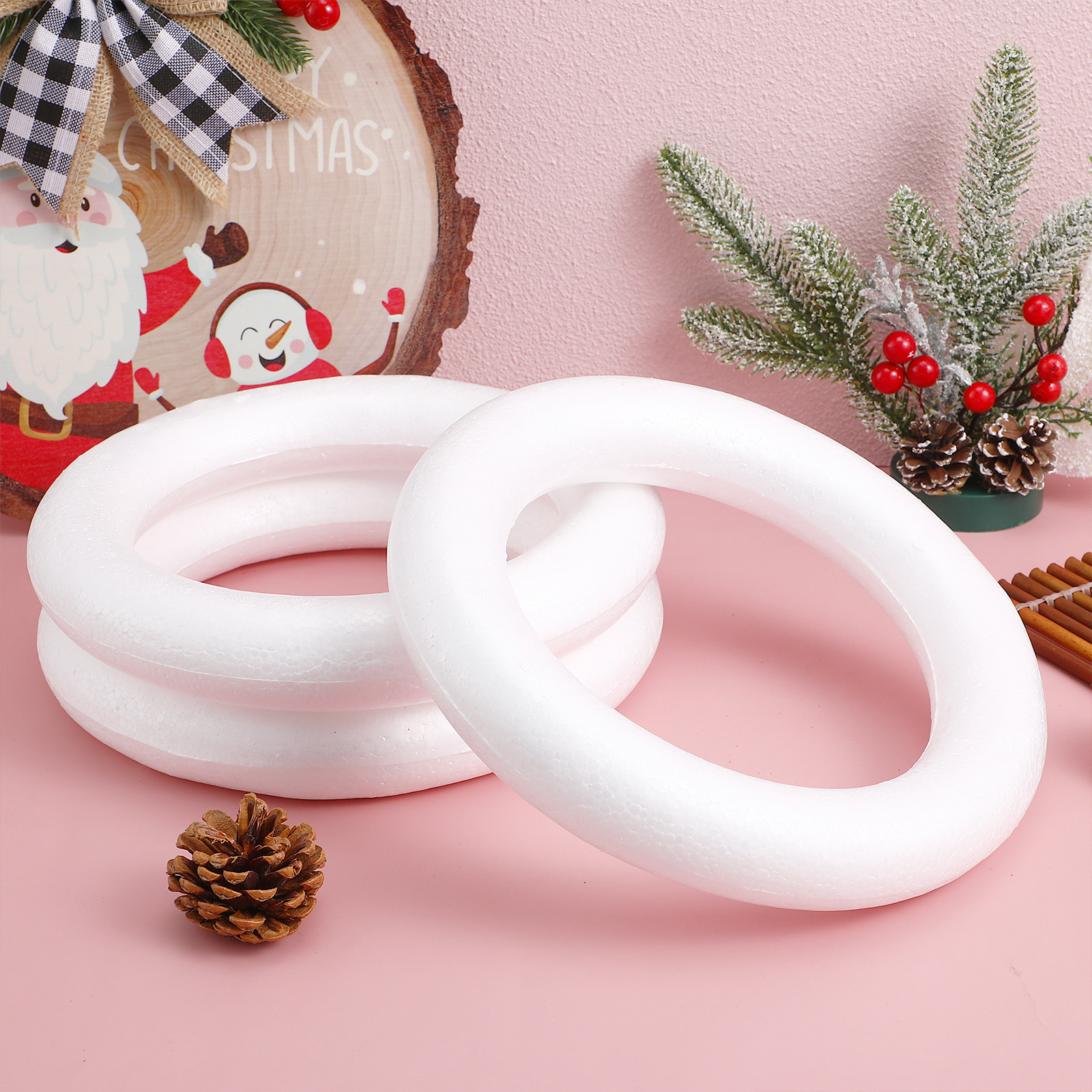 Craft Embellishments - 3Pcs White Foam Wreath Circle DIY