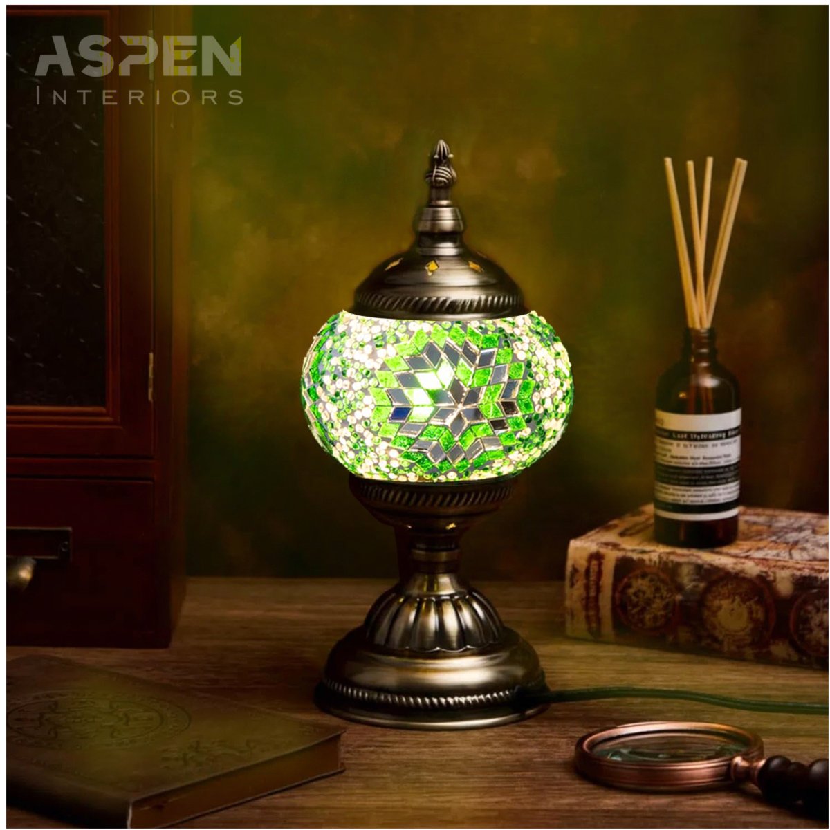 Craft Embellishments - DIY Colored Glass Mosaic Table Lamp