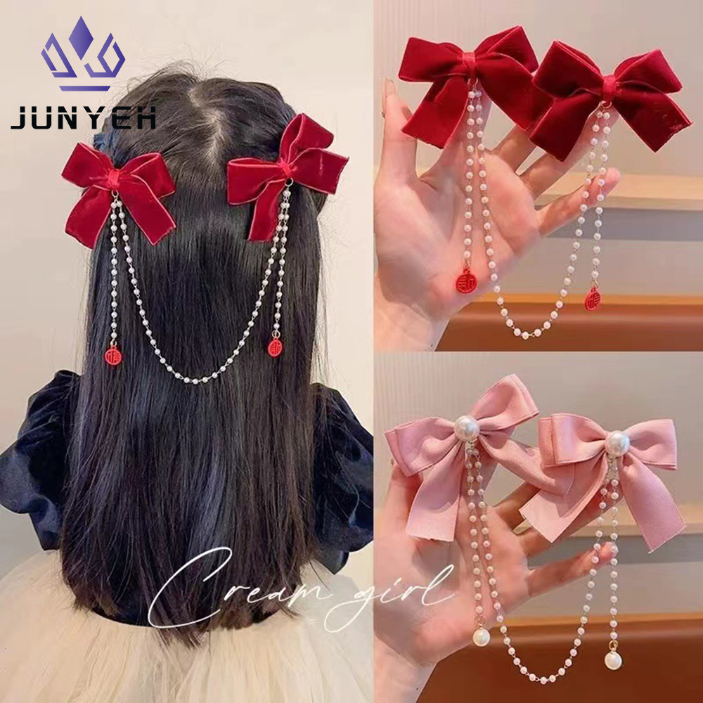 Children's Bow Hair Clip Baby  - огляд і ціна Pearl Trim Chain