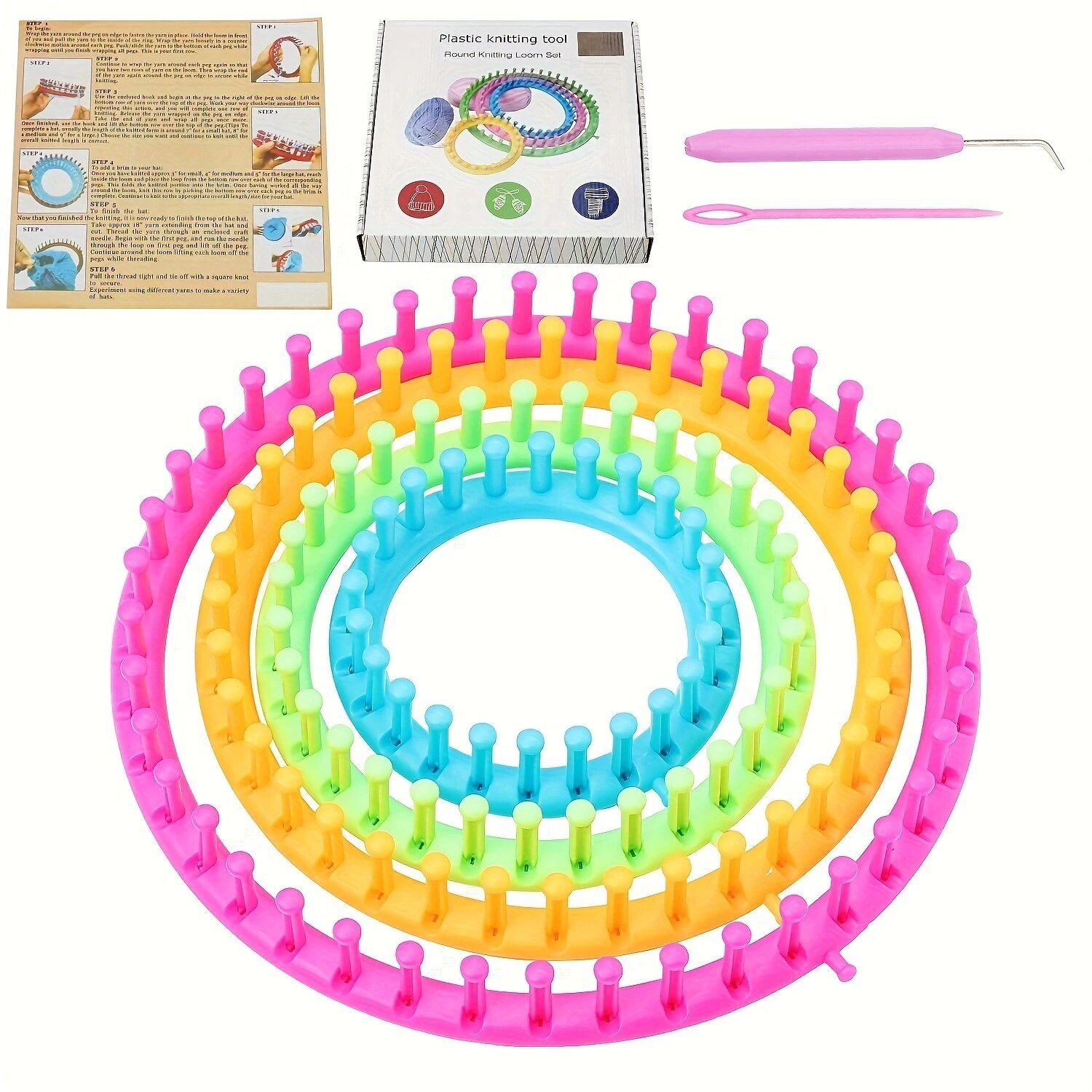 4 Size Round Plastic Scarf Kni - огляд і ціна Pom Pom Maker Tool