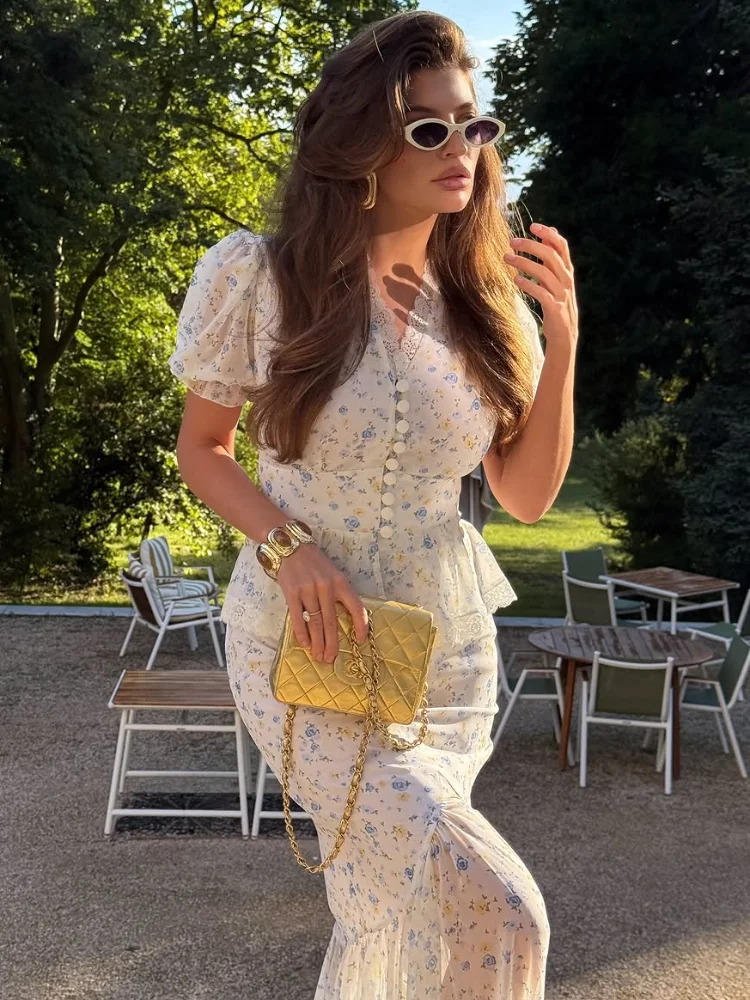 Floral Print Lace Top Skirts 2 - огляд і ціна Elastic Lace Trim