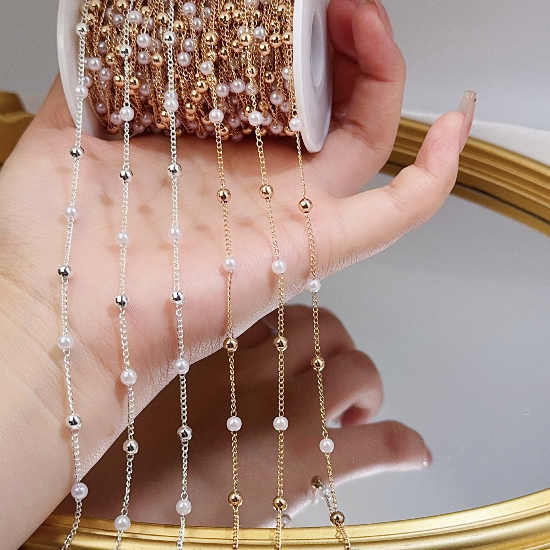0.5/1/2M Pearl Copper Bead Cha - огляд і ціна Pearl Trim Chain