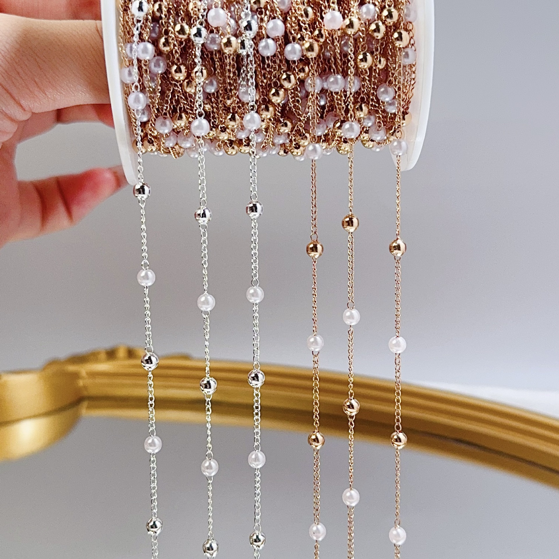 0.5/1/2M Pearl Copper Bead Cha - огляд і ціна Pearl Trim Chain