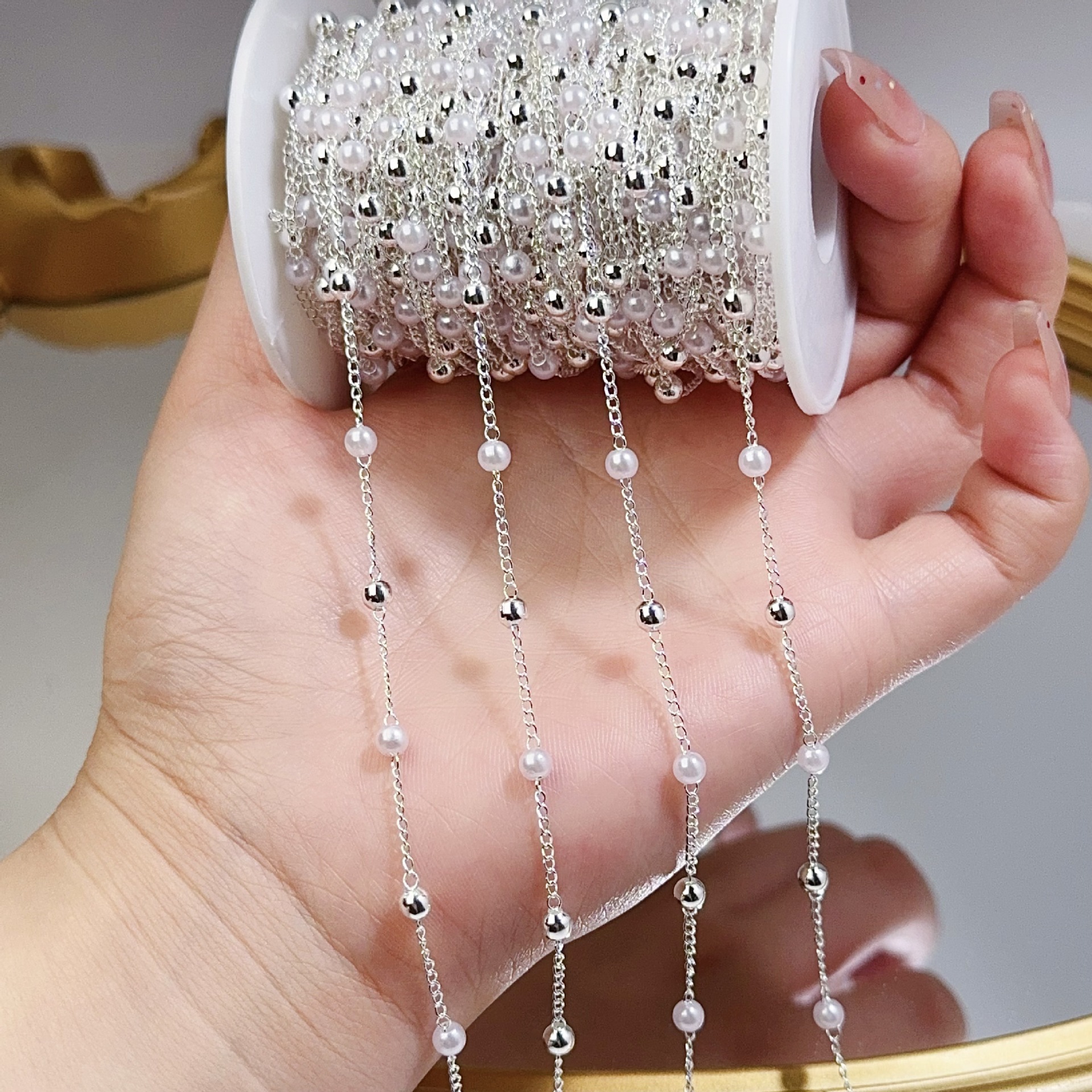 0.5/1/2M Pearl Copper Bead Cha - огляд і ціна Pearl Trim Chain