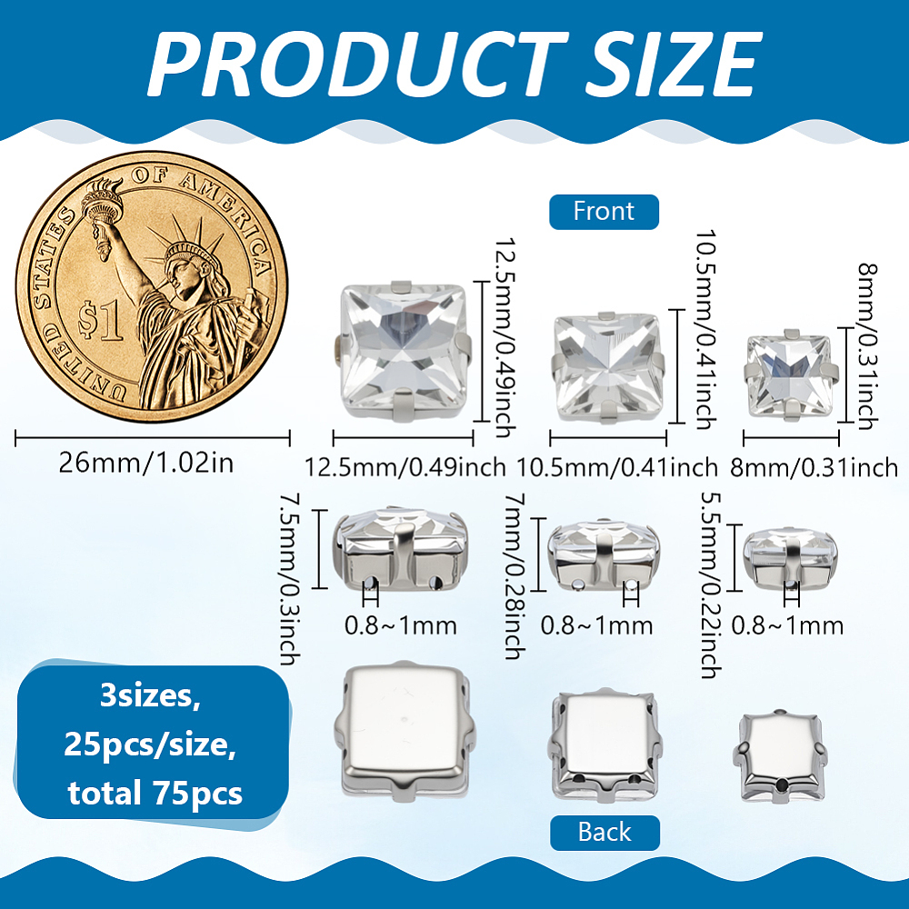 75Pcs Sew on Rhinestone Multi- - огляд і ціна Sew On Rhinestone