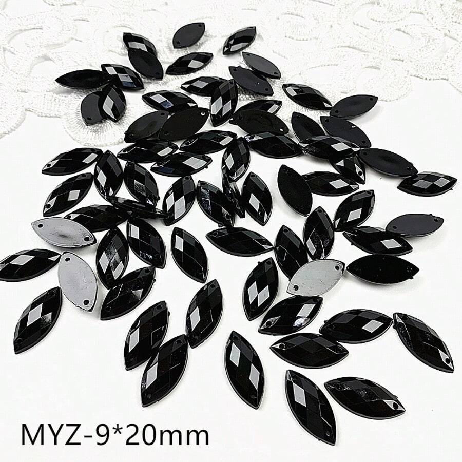 100pcs Mixed Size Black Acryli - огляд і ціна Sew On Rhinestone