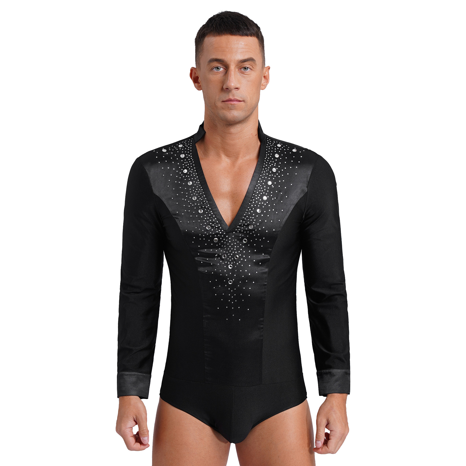 Mens Latin Jazz Dance Leotard  - огляд і ціна Rhinestone Banding Trim