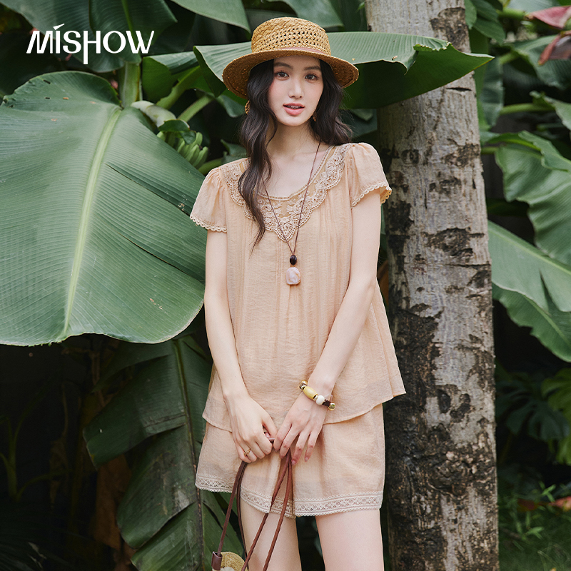 MISHOW Lace Round Neck Top Sho - огляд і ціна Elastic Lace Trim