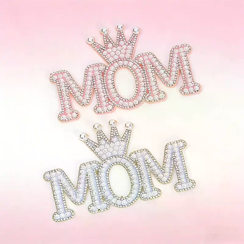 1PC Pearl Crown Mom Letter Pat - огляд і ціна Sew On Rhinestone