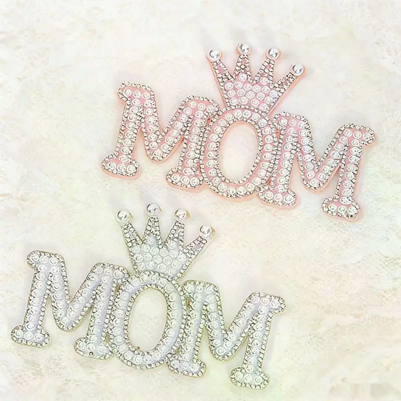 1PC Pearl Crown Mom Letter Pat - огляд і ціна Sew On Rhinestone