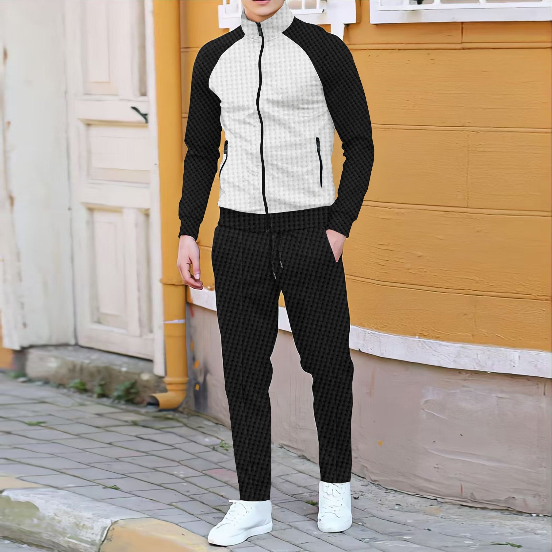 Men Casual Waffle Knit Track S - огляд і ціна Embellish Knit