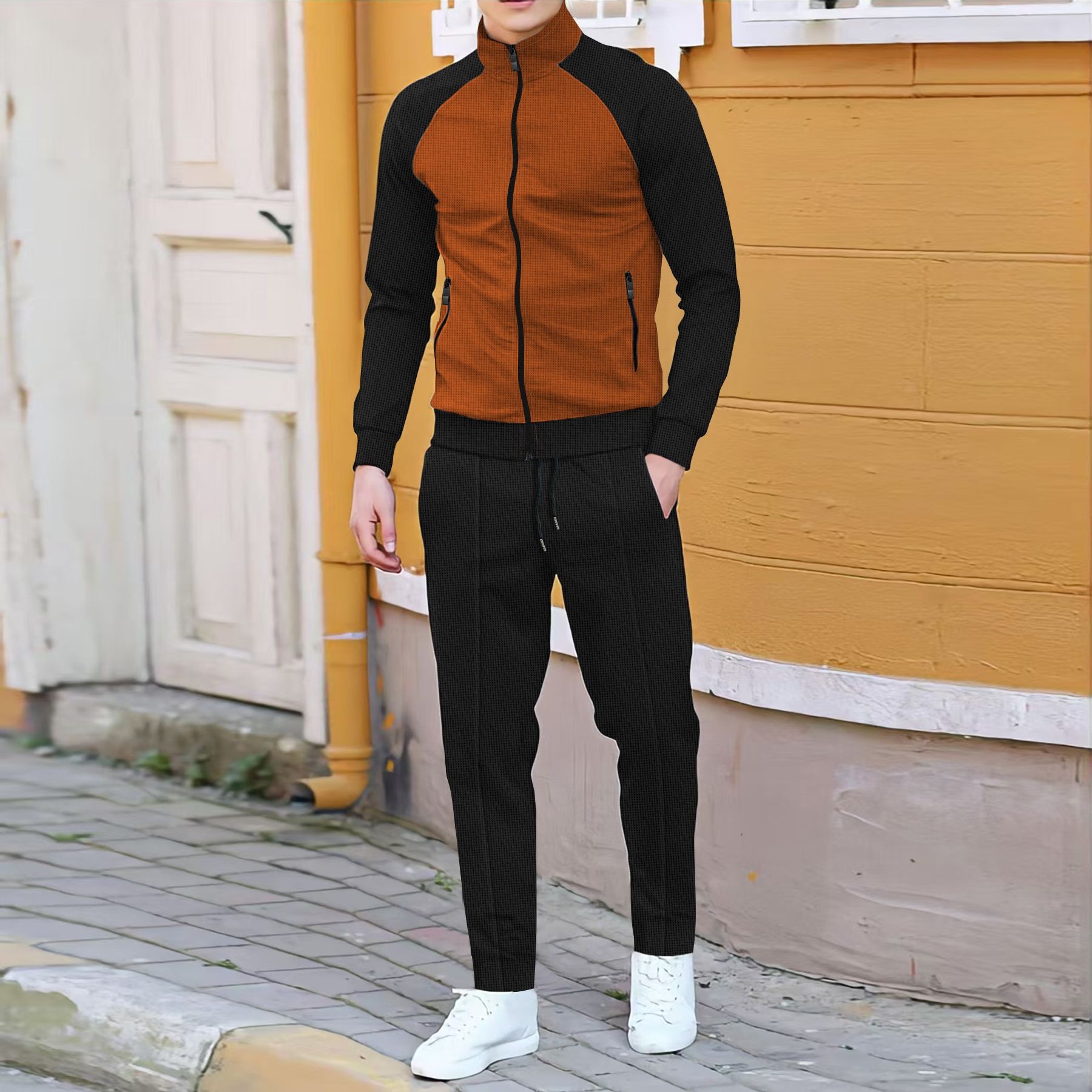 Men Casual Waffle Knit Track S - огляд і ціна Embellish Knit