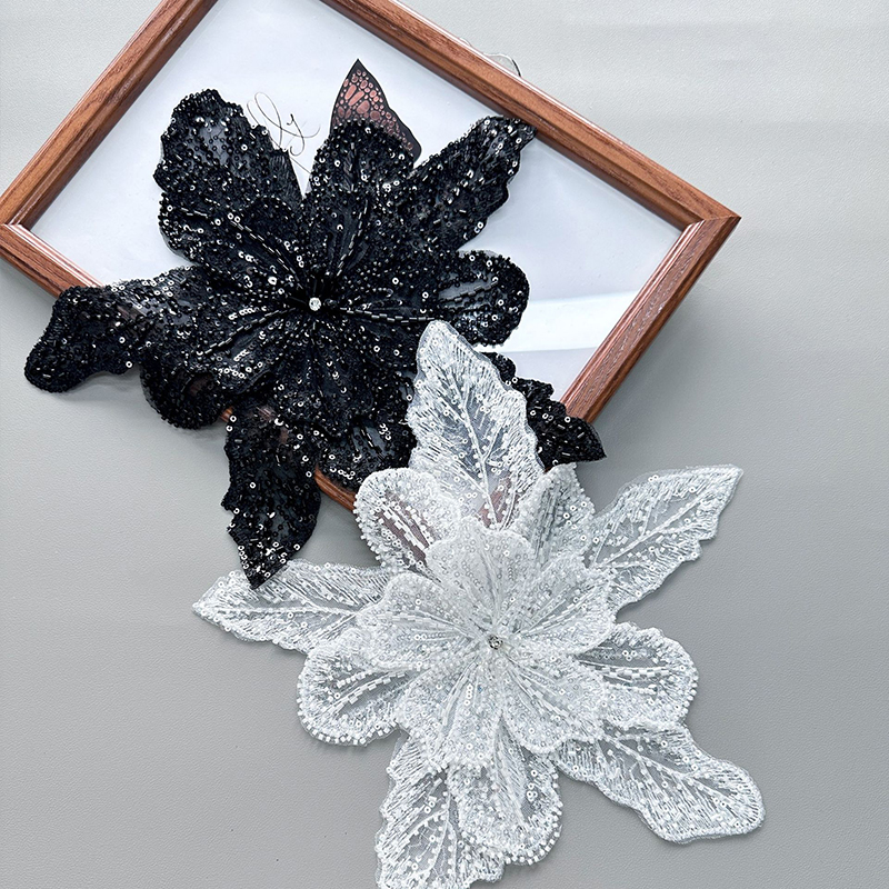 Sequin Beaded Flower Collar Ap - огляд і ціна Applique Patch Flower
