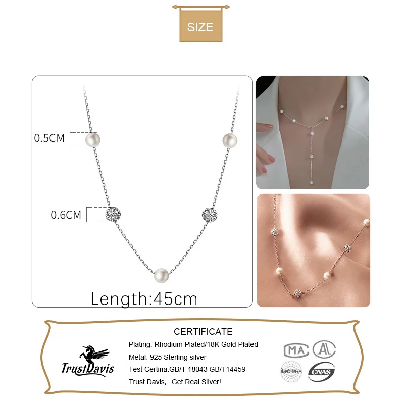 TrustDavis Real 925 Sterling S - огляд і ціна Pearl Trim Chain